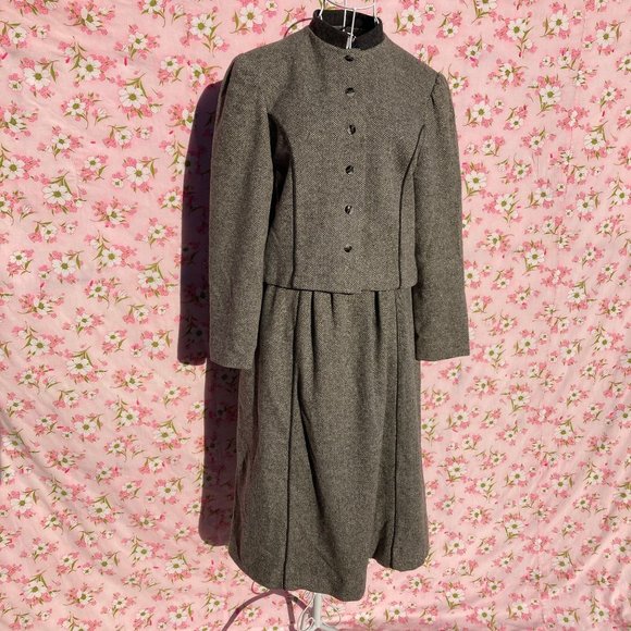 70s 80s vintage Lanz wool skirt suit | S-M  | salt and pepper matching set 1970s - Picture 1 of 8